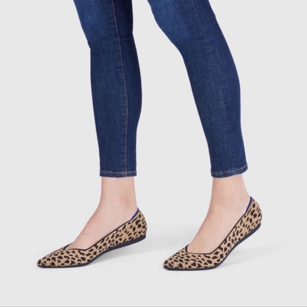 Rothy's Leopard Print Pointed Toe Flats in Tan and Black - Picture 12 of 12